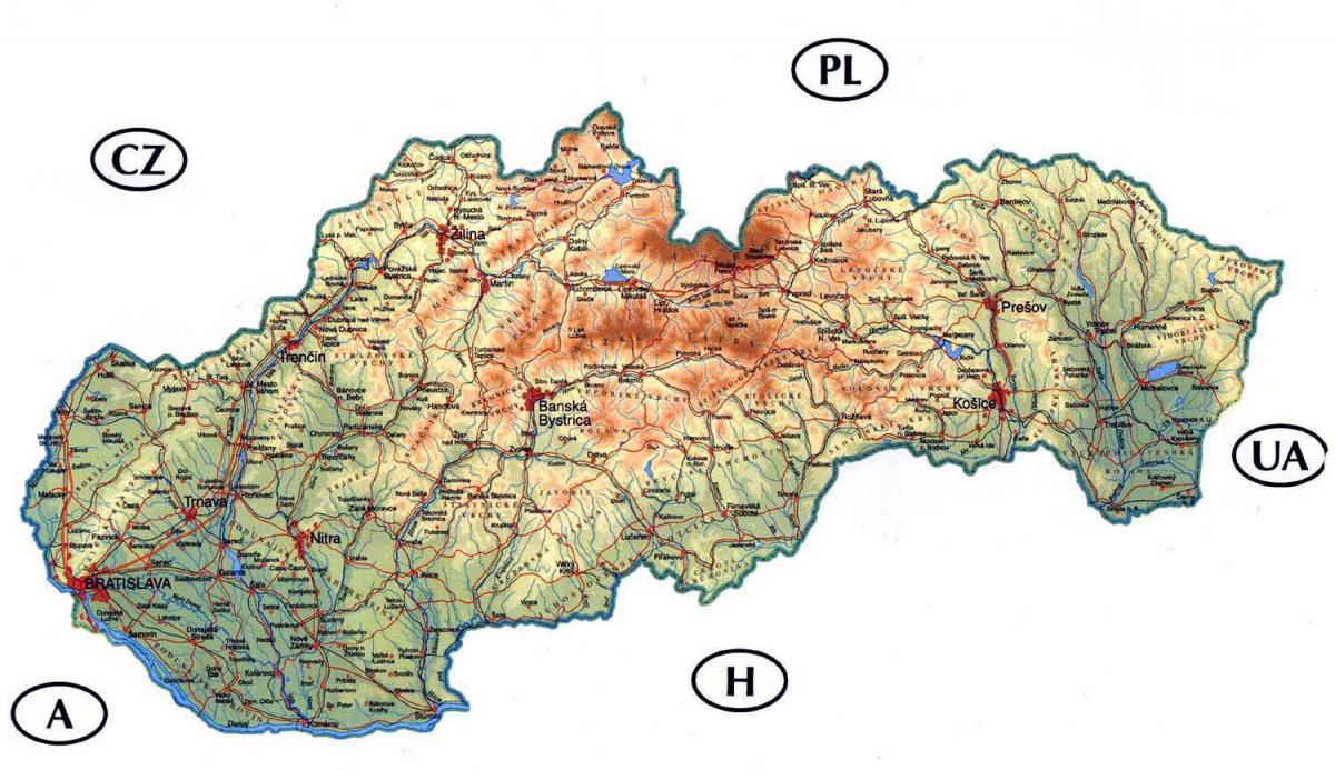 harta detaliată a Slovaciei