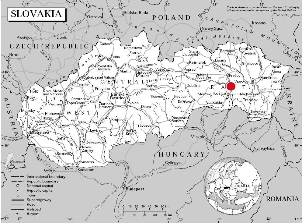 harta Slovacia de est