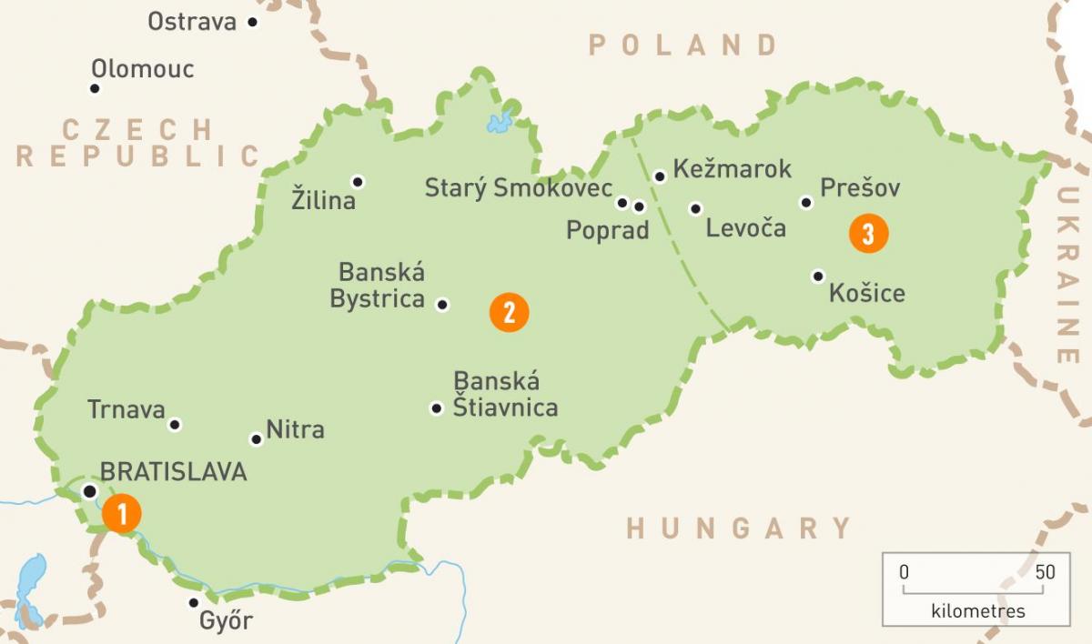 harta Slovacia regiuni