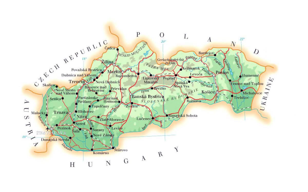 harta statiuni de schi din Slovacia