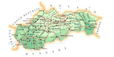 Harta statiuni de schi din Slovacia